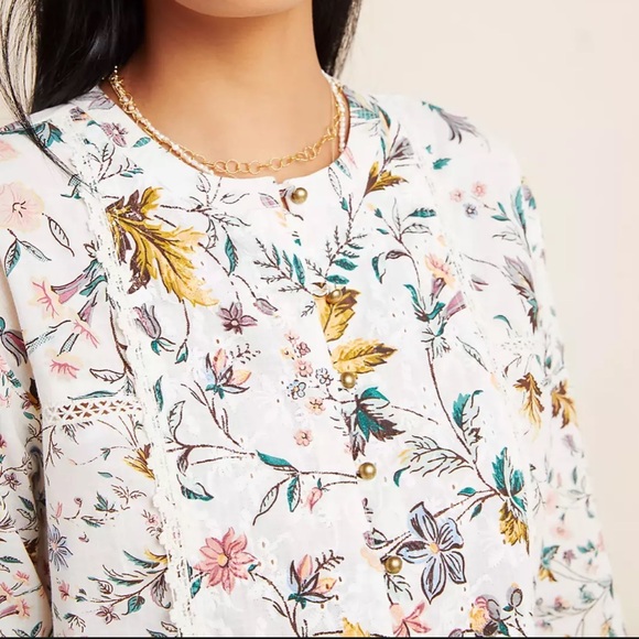 ANTHROPOLOGIE Ginevra Floral Lace Eyelet Blouse - Picture 3 of 10